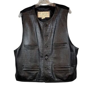 Vintage Braefair Women's Genuine Leather Vest, Black, Size Large